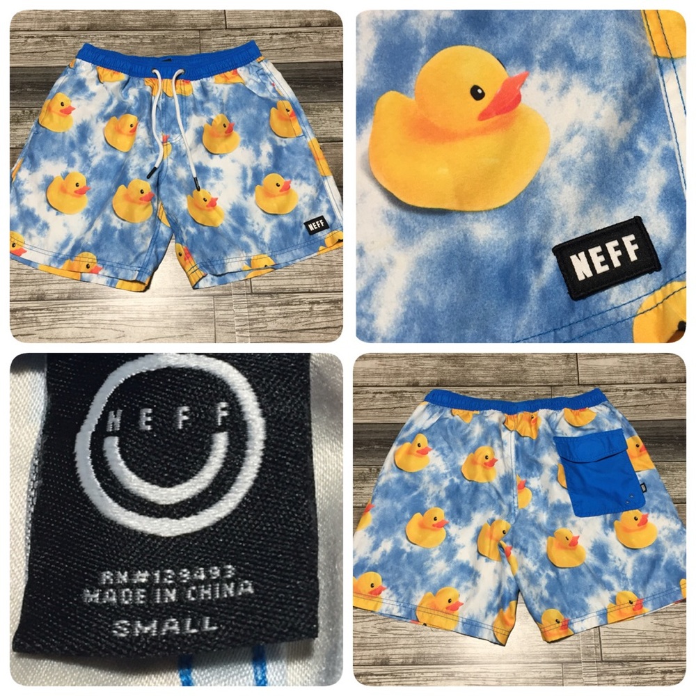 Neff Rubber Duck Shorts Men’s S (Inseam 6.5) Pockets Unlined Lightweight
